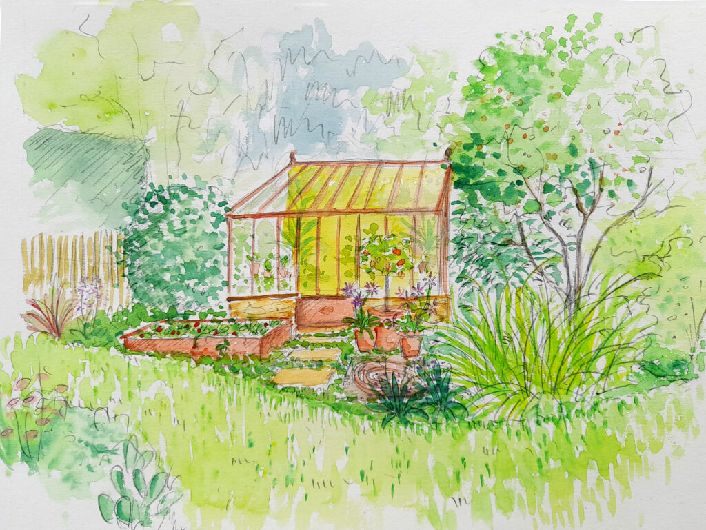 Dessin aquarelle dessinateur paysagiste